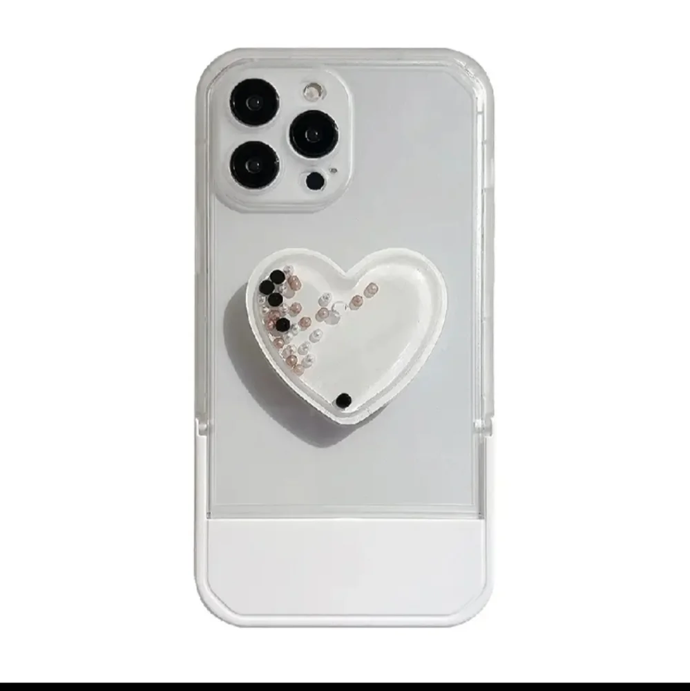 Brand new Apple IPhone 14Pro Max  Beaded heart bracket 🖤Silicone Phone w